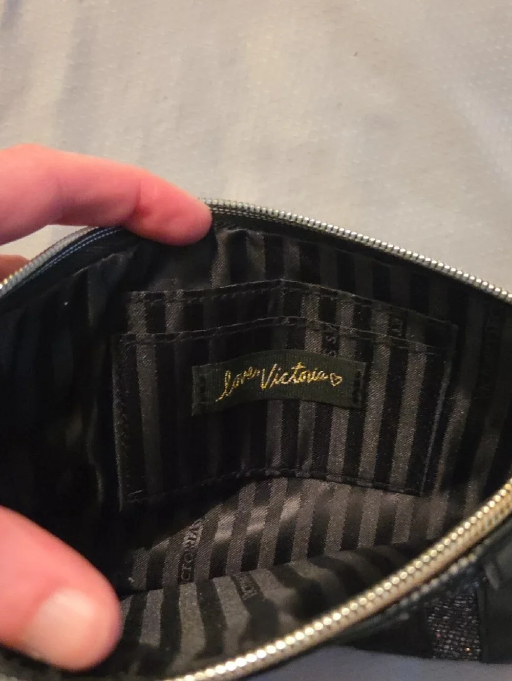 Victoria's Secret Black Wristlet with Silver Sequined Star